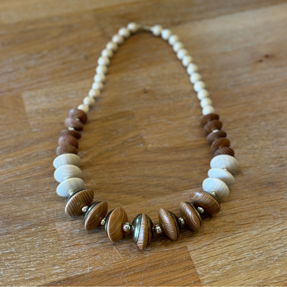 Boho Natural Wood Statement Necklace